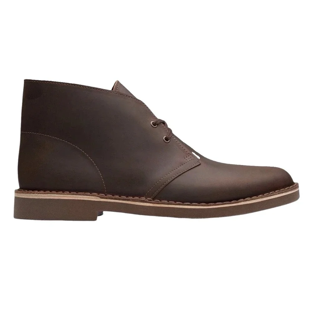 Clarks Bushacre 2 Mens Dark Brown Leather Chukka Desert Boots Ankle Shoes